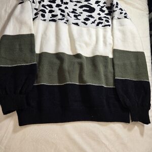Animal Print Color Block Sweater